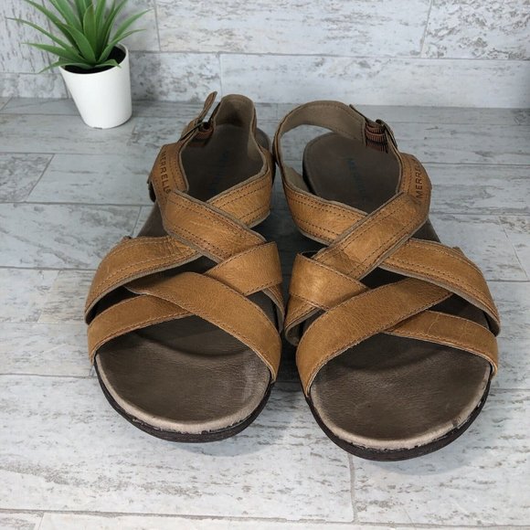 Merrell Basson Slingback Tan Leather Strappy Sandals Womens‎ Size 10 / J46246 - Picture 4 of 11
